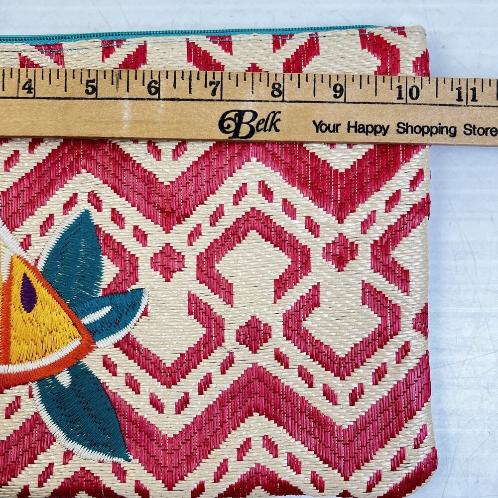 Vera Bradley Clutch Woven Orange Embroidery Summer Purse Wristlet Beach Casual - Picture 4 of 7